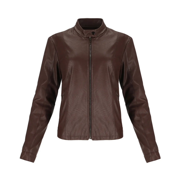Chaqueta Café Negro Cuello Mao con Cierre SHYLA