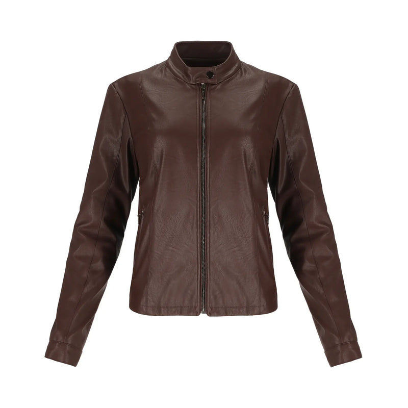 Chaqueta Café Negro Cuello Mao con Cierre SHYLA