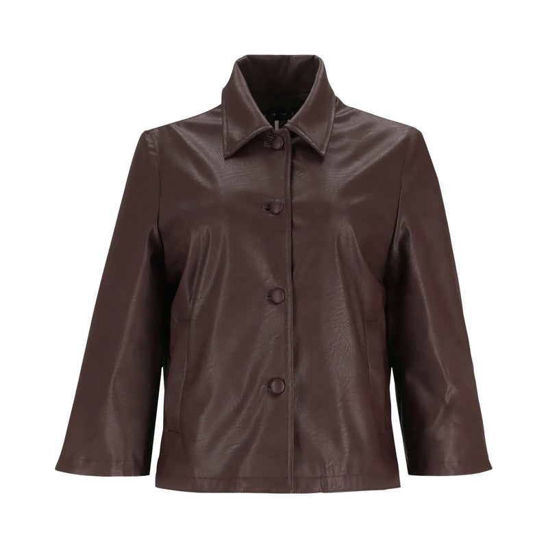 Chaqueta Café Manga Amplia Cuello Sport con Vivo SHYLA