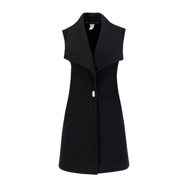 Chaleco largo con solapa amplia