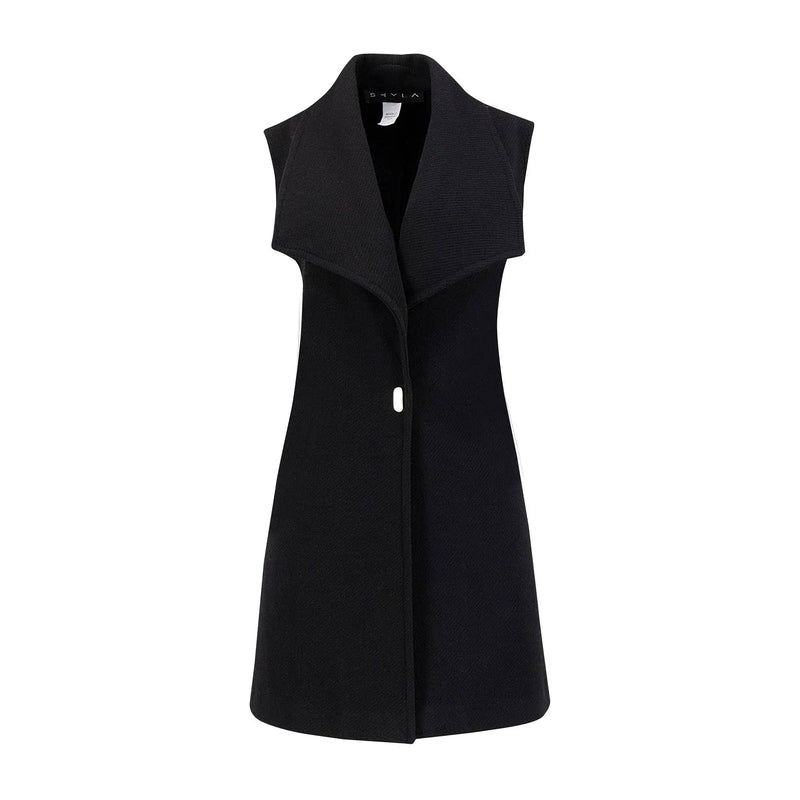 Chaleco largo con solapa amplia