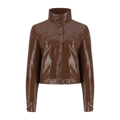 Chaqueta con Cuello Alto y Botones Forrados