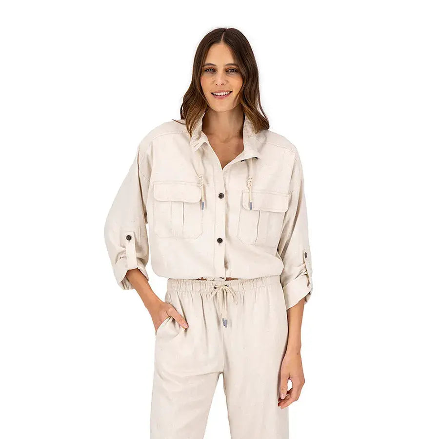 Blusa Safari de Cuello Alto