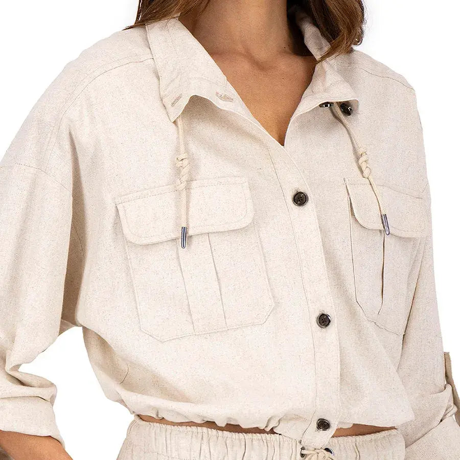 Blusa Safari de Cuello Alto