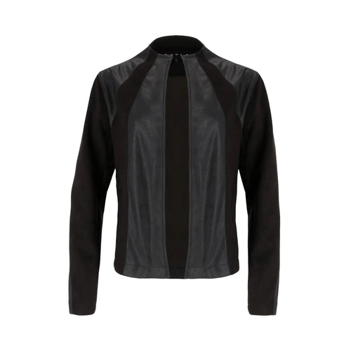 Chaqueta Corta con Panel Semitransparente y Escote Alto SHYLA