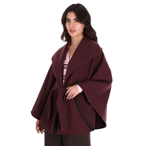 Capa Cruce con Cuello de Chal y Cinturón de Amarre – Elegancia Envolvente