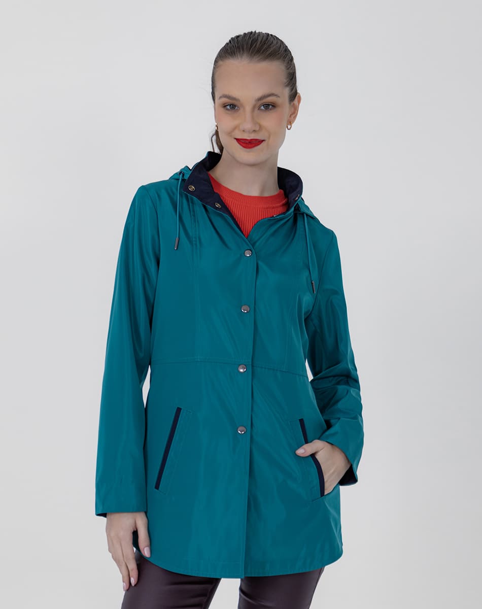 Gabardina Doble Vista Con Gorro
