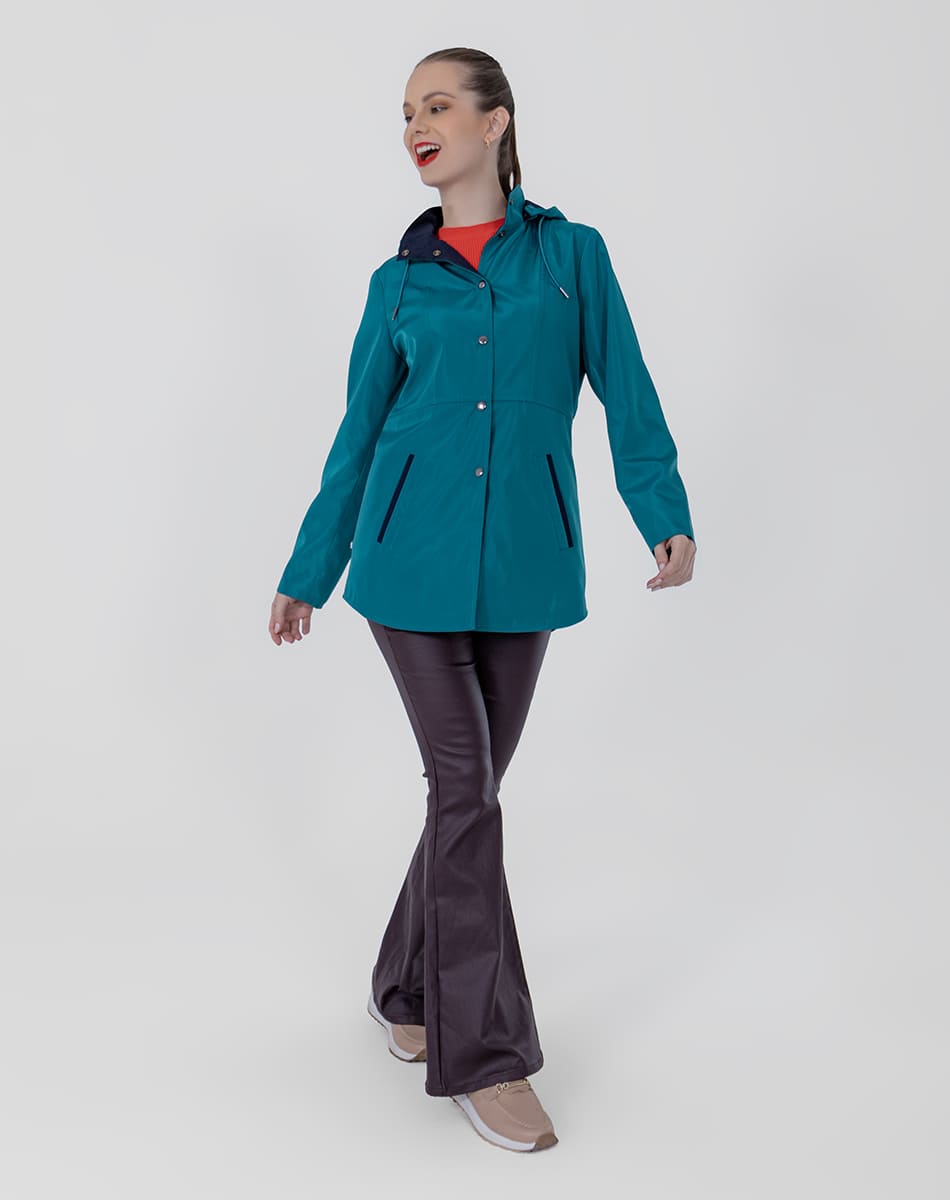 Gabardina Doble Vista Con Gorro