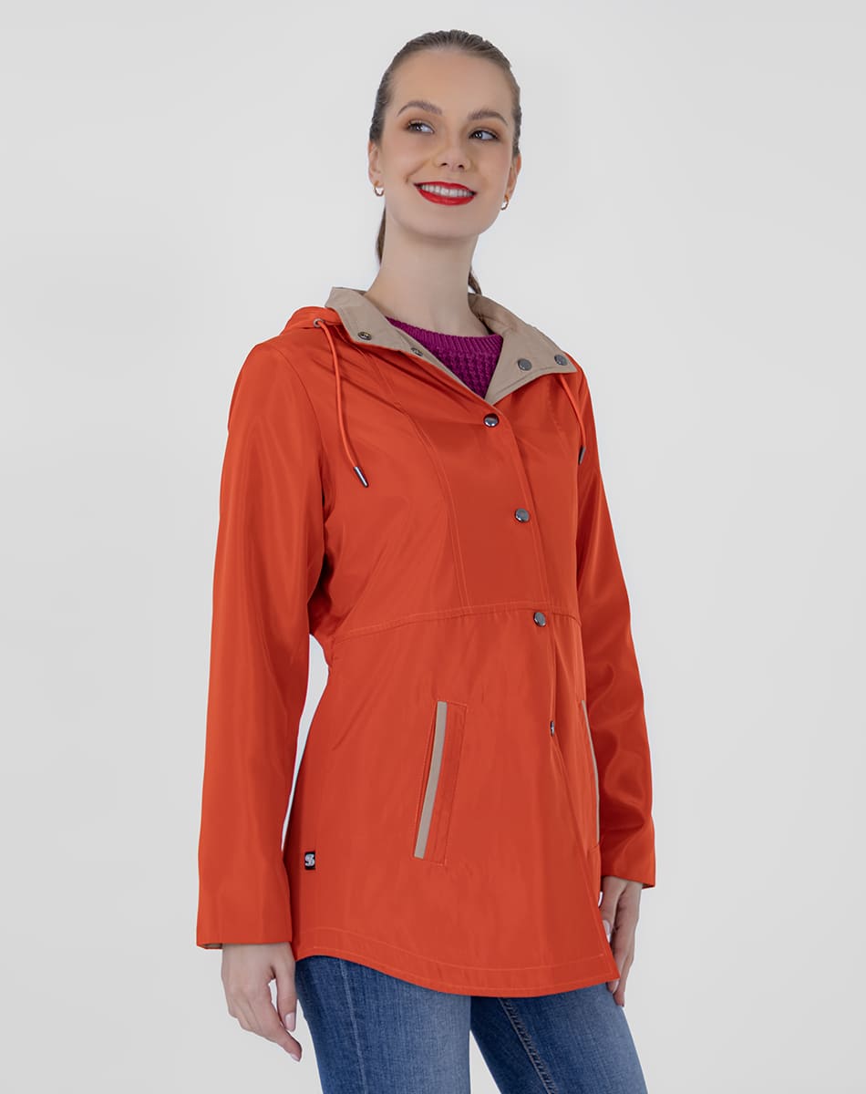 Gabardina Doble Vista Con Gorro