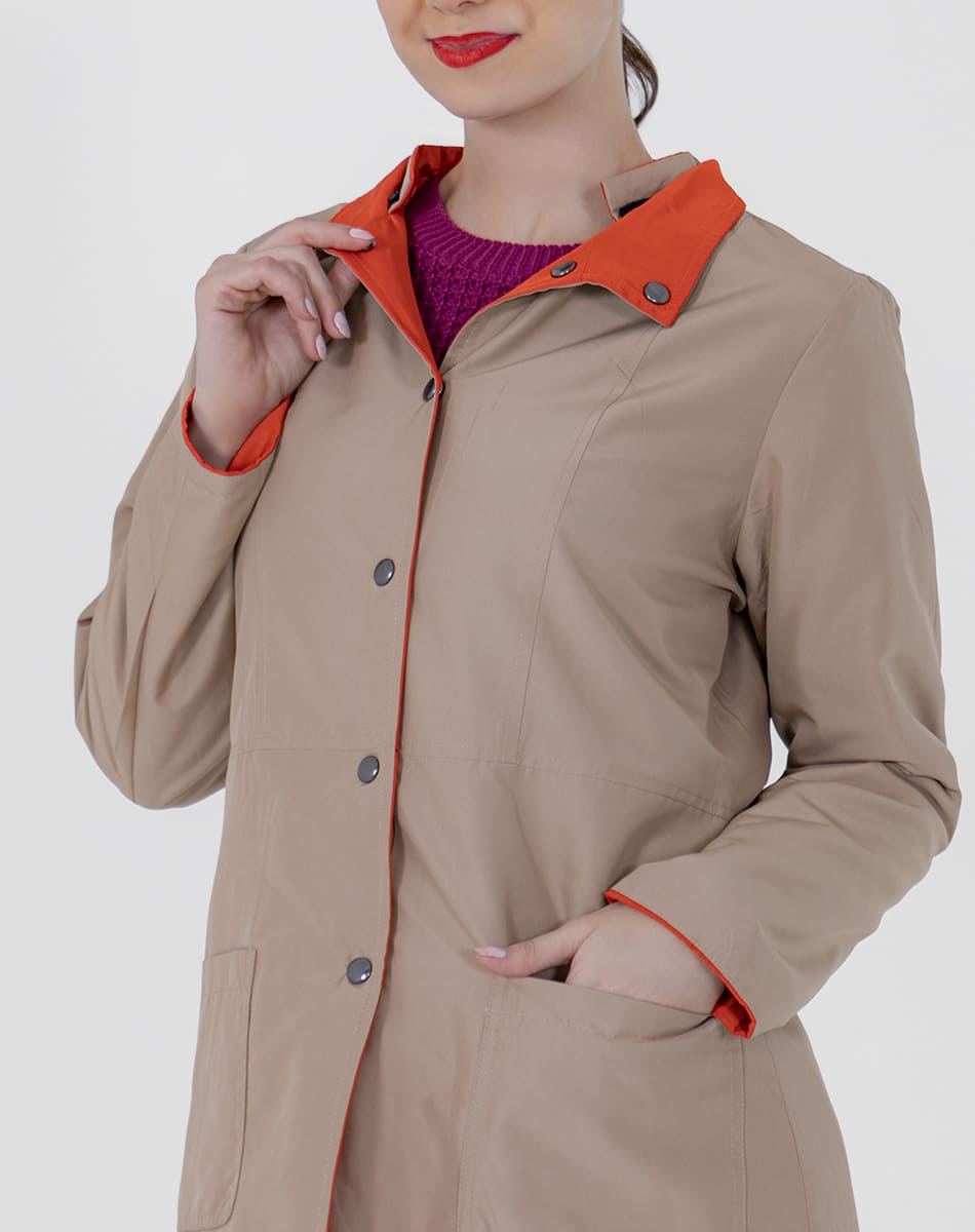 Gabardina Doble Vista Con Gorro