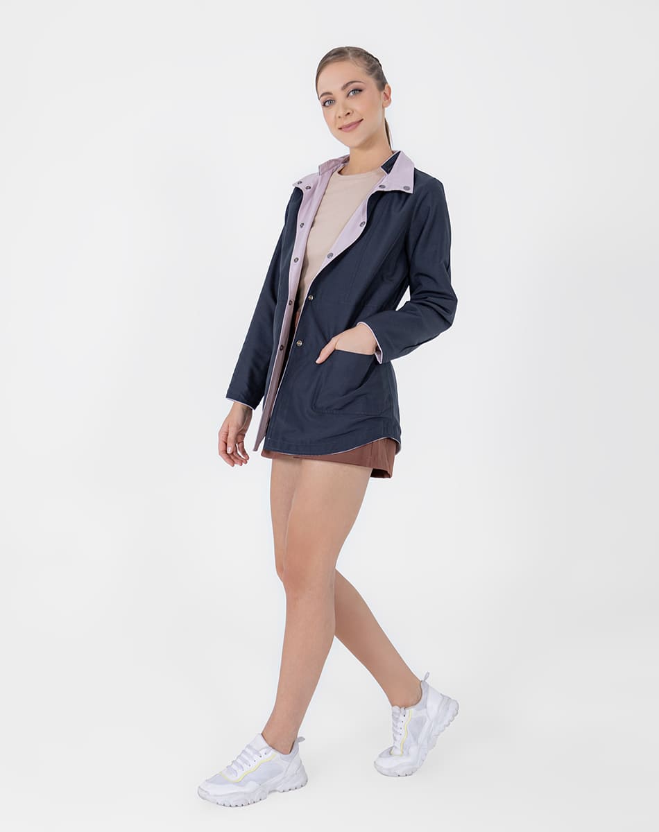 Gabardina Doble Vista Con Gorro