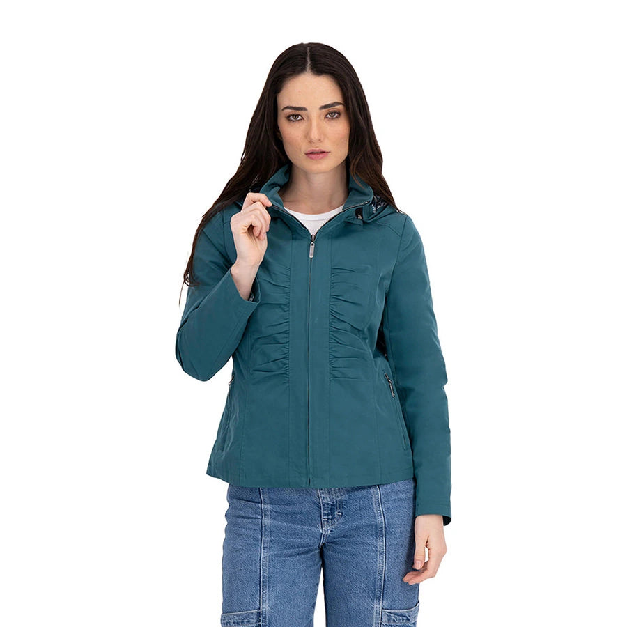 Gabardina con Fruncido Delantero