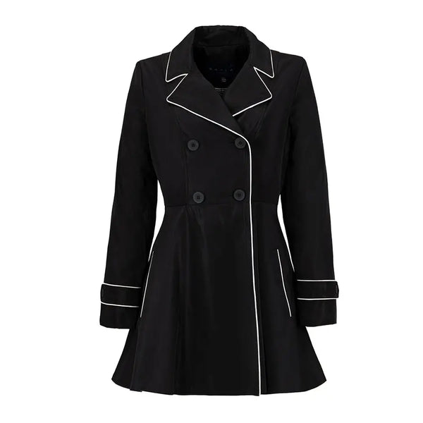 Gabardina con Falda Estilo A y Cuello en V