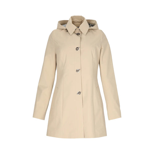 Gabardina Clásica con Gorro y Ribete de Contraste