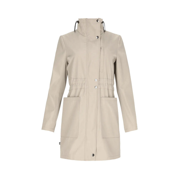 Gabardina Ajustable con Jareta en Cintura y Cuello Alto