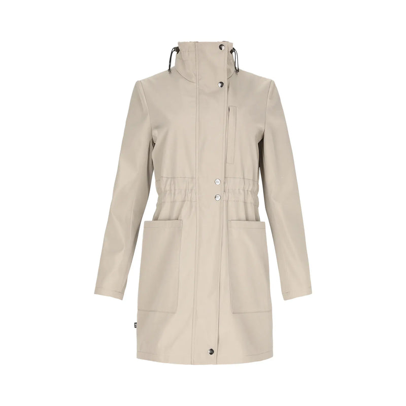 Gabardina Ajustable con Jareta en Cintura y Cuello Alto