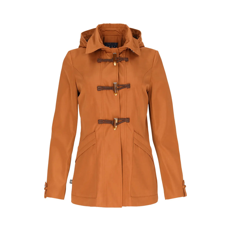 Gabardina Tipo Militar con Alamares y Capucha Desmontable