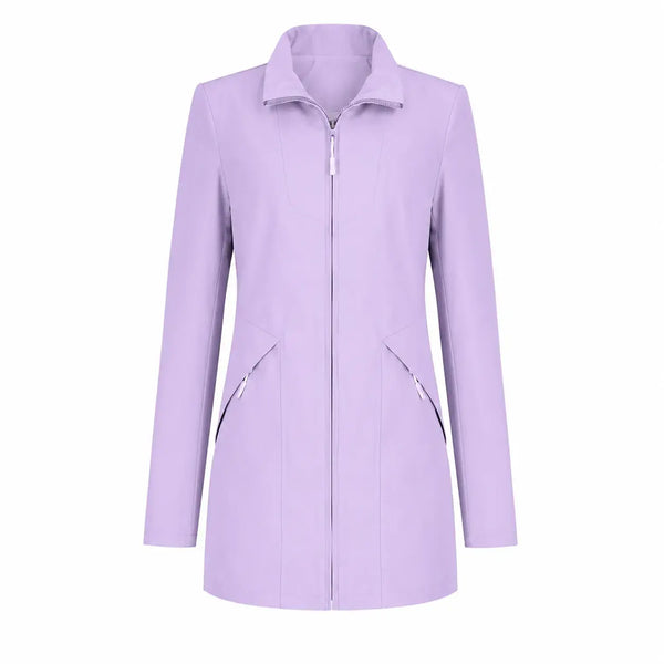 Gabardina Minimalista de Cuello Alto con Cierre Oculto