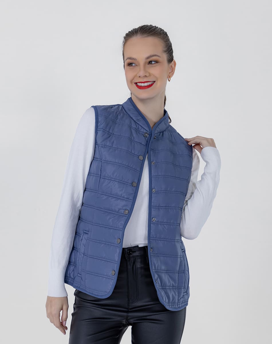 Chaleco Capitonado Cuello Mao