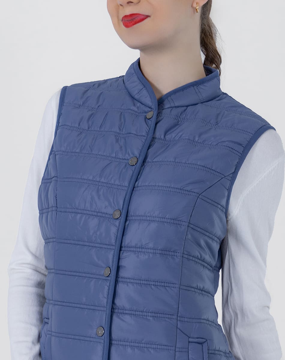 Chaleco Capitonado Cuello Mao