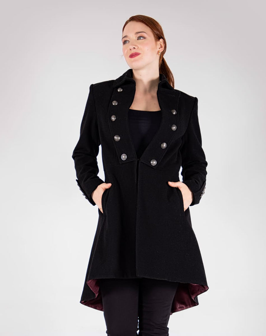Abrigo Estilo Militar con Botones Decorativos y Forro